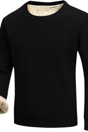 Men's Warm Crewneck Sherpa Lined Fleece Sweatshirt Pullover Tops
