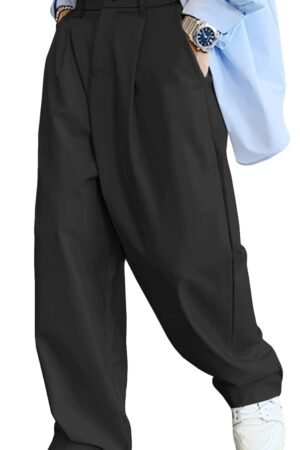 Men's Slacks Wide Leg Baggy Dress Pants Casual Lightweight Trousers with Pockets