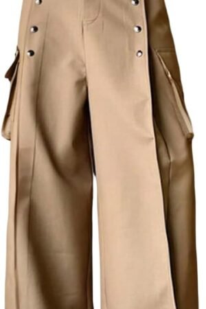 Men's Baggy Cargo Pants Wide Leg Metal High Waist Cool Work Pants Y2K