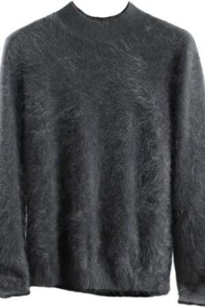 Men’s Cashmere Mock Neck Sweater Long Sleeve Knit Pullover Winter Warm Basic Jumper