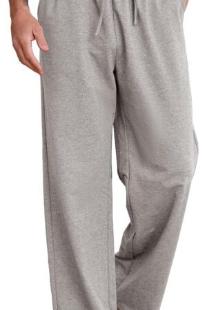 Men's Cotton Yoga Sweatpants Athletic Lounge Pants Open Bottom Casual Loose Sweat Pants for Men with Pockets