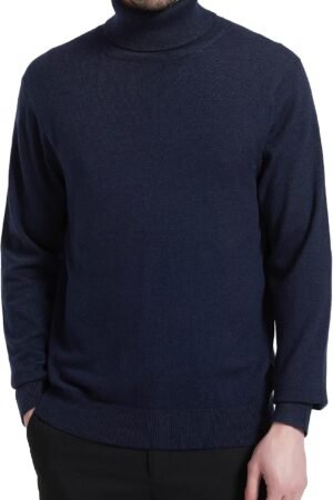 Men's Turtle Neck Sweaters Wool Blended Lightweight Long Sleeve High Neck Pullovers