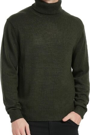 Men's Turtleneck Sweaters Wool Blend Mid-Weight Highneck Pullover Sweaters